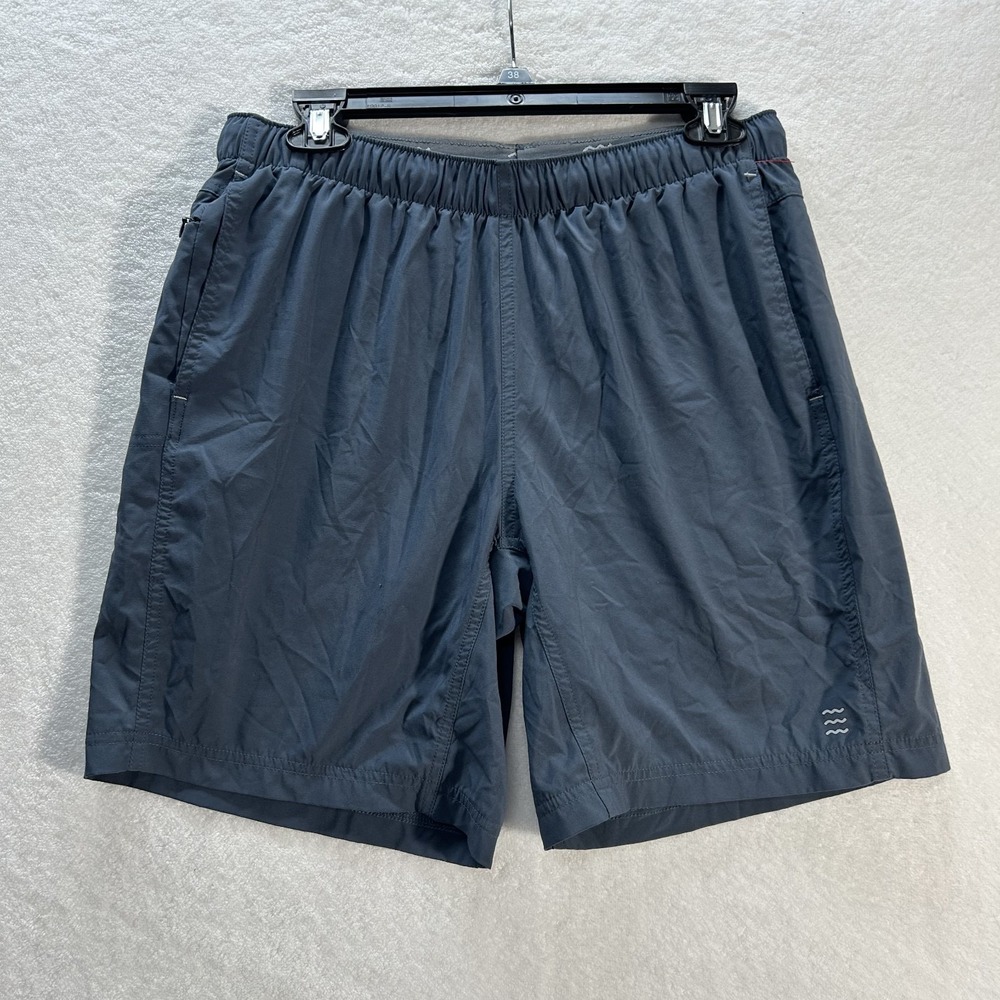 Free Fly Mens Size M Blue Gray Lined Athletic Drawstring Shorts (M9)